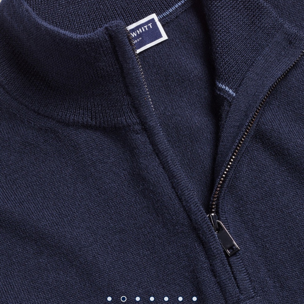 Charles Tyrwhitt Pure Merino Quarter Zip Sweater - Navy NWT